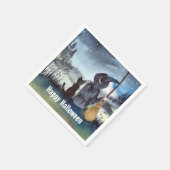 Halloween Black Cat und The Hexenkratzer Nacht Serviette (Ecke)