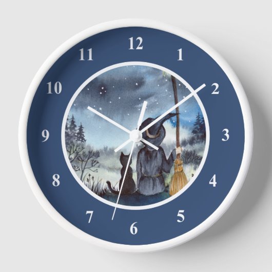 Halloween Black Cat und The Hexenkratzer Nacht Uhr (Vorderseite)