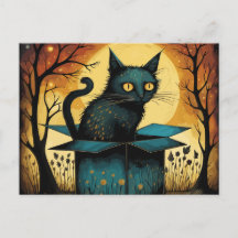 Halloween Black Cat und Vollmond