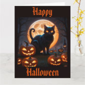 Halloween Black Cat Under the Harvest Moon Karte (Gelbe Blume)