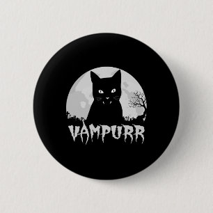 Halloween Black Cat Vampire mit Vollmond - Vampu Button