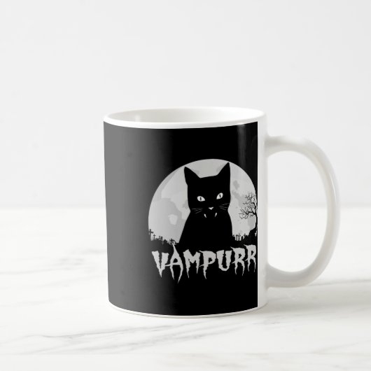 Halloween Black Cat Vampire mit Vollmond - Vampu Kaffeetasse (Rechts)