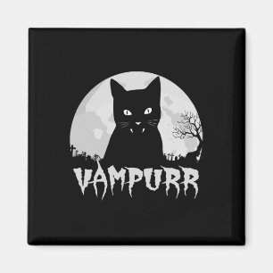 Halloween Black Cat Vampire mit Vollmond - Vampu Magnet