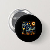 Halloween Black Cat Van Gogh Starry Night Cat Love Button (Vorne & Hinten)