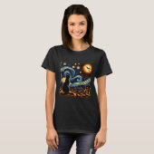Halloween Black Cat Van Gogh Starry Night Cat Love T-Shirt (Vorne ganz)