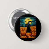 Halloween Black Cat Van Gogh Witch Kawaii Pumpkin Button (Vorne & Hinten)