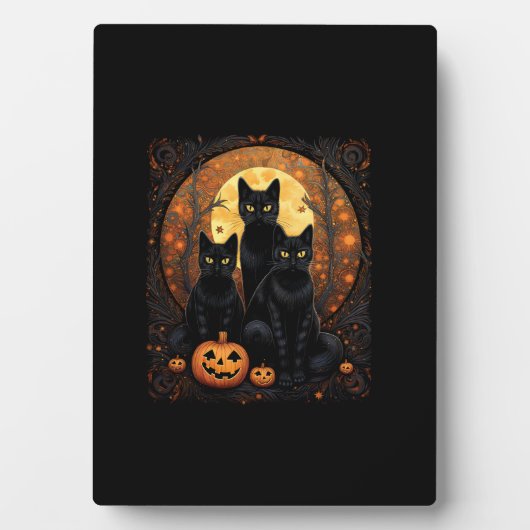 Halloween Black Cat Van Gogh Witch Kawaii Pumpkin Fotoplatte (Vorderseite)