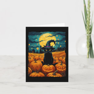 Halloween Black Cat Van Gogh Witch Kawaii Pumpkin Karte