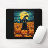 Halloween Black Cat Van Gogh Witch Kawaii Pumpkin Mousepad (Mit Mouse)