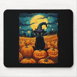 Halloween Black Cat Van Gogh Witch Kawaii Pumpkin Mousepad