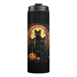 Halloween Black Cat Van Gogh Witch Kawaii Pumpkin Thermosbecher