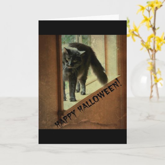 Halloween Black Cat, viel Spaß! Karte (Gelbe Blume)