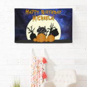 Halloween Black Cat w Pumpkins Friedhof Banner (Insitu)