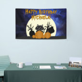 Halloween Black Cat w Pumpkins Friedhof Banner (Messeveranstaltung)