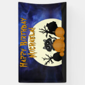 Halloween Black Cat w Pumpkins Friedhof Banner (Vertikal)