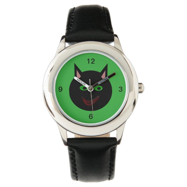 Halloween Black Cat Watch Armbanduhr (Vorderseite)