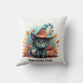 Halloween Black Cat Watercolor Kissen (Rückseite)