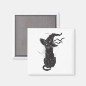 Halloween Black Cat Witch Hat Moon Magnet (Vorderseite/Rückseite)