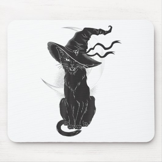 Halloween Black Cat Witch Hat Moon Mousepad (Vorne)