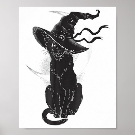 Halloween Black Cat Witch Hat Moon Poster (Vorne)