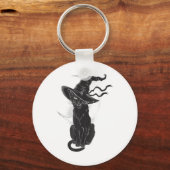 Halloween Black Cat Witch Hat Moon Schlüsselanhänger (Vorderseite)
