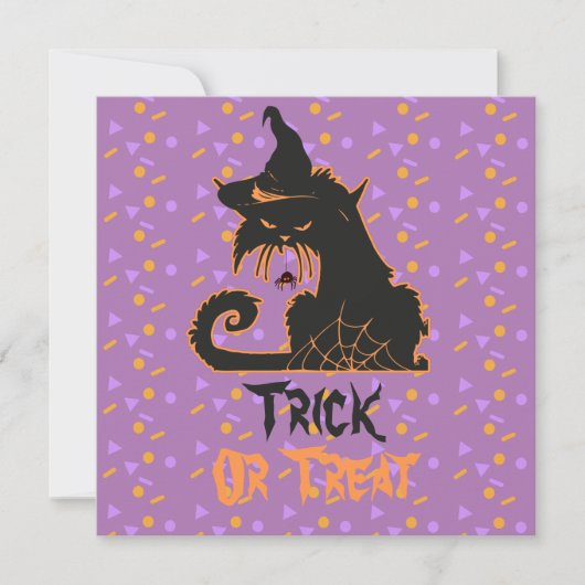 Halloween Black Cat Witch Spooky Spider Confetti Karte (Vorderseite)