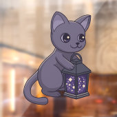 Halloween Black Cat with Magical Lantern Fensteraufkleber (Blatt 2)