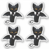 Halloween Black Cat with Wings, Set von 4 Aufkleber (Vorderseite)