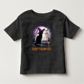 Halloween Black Cat Witz and Bats Kleinkind T-shirt (Vorderseite)