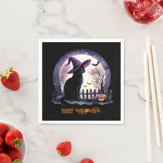 Halloween Black Cat Witz and Bats Serviette (Beispiel)