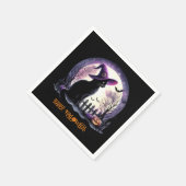Halloween Black Cat Witz and Bats Serviette (Ecke)