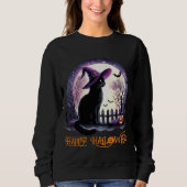 Halloween Black Cat Witz and Bats Sweatshirt (Vorderseite)