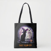 Halloween Black Cat Witz and Bats Tasche (Vorderseite)