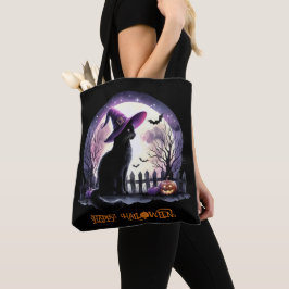Halloween Black Cat Witz and Bats Tasche