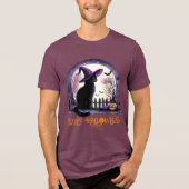Halloween Black Cat Witz and Bats Tri-Blend Shirt (Vorderseite)