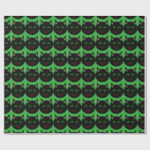Halloween Black Cat Wrapping Paper Geschenkpapier (Flach)