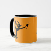 Halloween Black Cat Yoga Herz Orange Niedlich Tasse (Vorderseite Links)