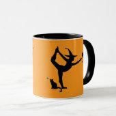 Halloween Black Cat Yoga Herz Orange Niedlich Tasse (VorderseiteRechts)