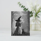 Halloween Black Cat Zauber Postkarte (Stehend Vorderseite)