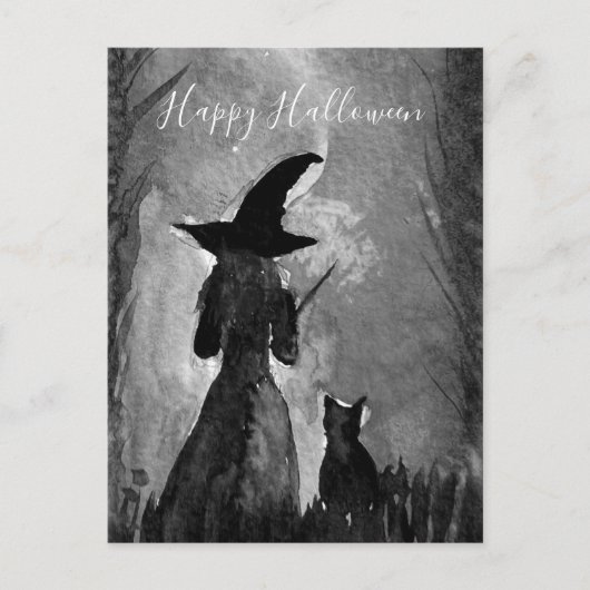 Halloween Black Cat Zauber Postkarte (Vorderseite)