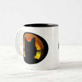 Halloween Black Cat Zweifarbige Tasse (Vorderseite Links)
