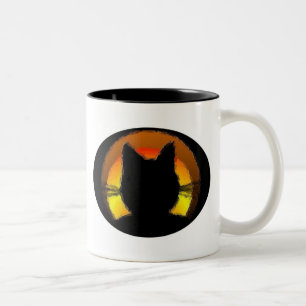 Halloween Black Cat Zweifarbige Tasse