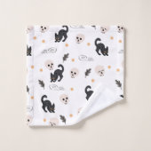 Halloween Black Cats and Skulls Badhandtuch Set (Waschlappen)