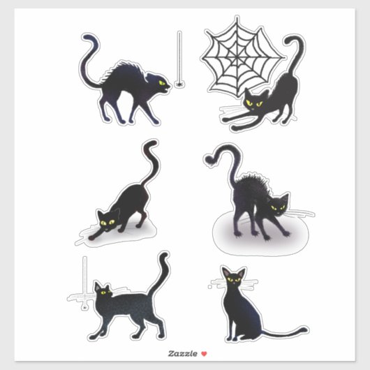 Halloween Black Cats and Spiders Set ID852 Aufkleber (Blatt)
