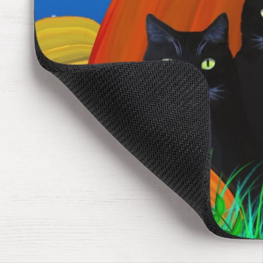 Halloween Black Cats mit Pumpkins Mousepad (Ecke)