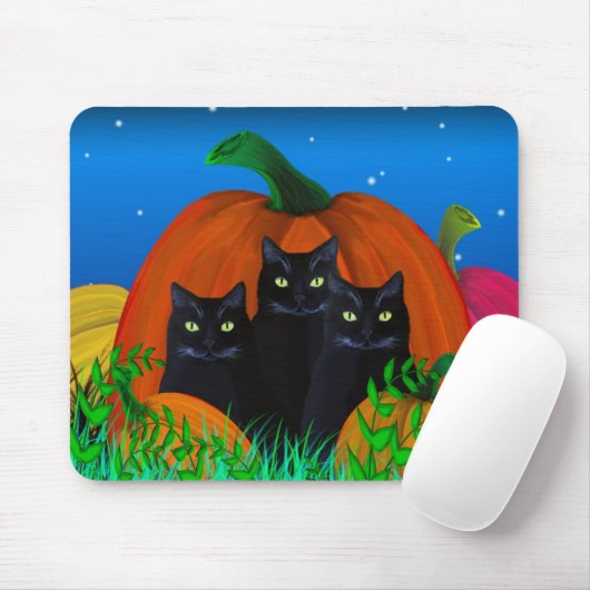 Halloween Black Cats mit Pumpkins Mousepad (Mit Mouse)