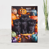 Halloween Black Cats mit Pumpkins und Candy Karte (Vorderseite)