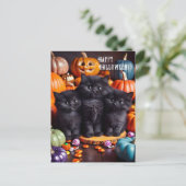 Halloween Black Cats mit Pumpkins und Candy Postkarte (Stehend Vorderseite)