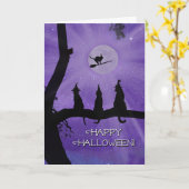 Halloween Black Cats Niedlich und Whimsical Karte (Gelbe Blume)