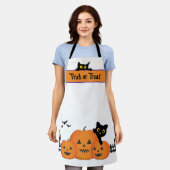 Halloween Black Cats & Orange Pumpkin Schürze (Getragen)
